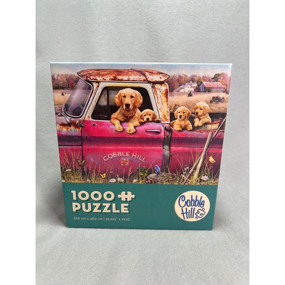 Cobble Hill Other - Cobble Hill Jigsaw Puzzle #57211 Golden Retriever Puppies Farm Truck 1000pc